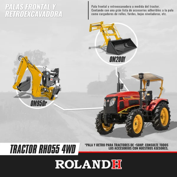 TRACTOR H055 4WD CON RUEDAS AGRÍCOLAS - Image 2